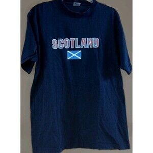 Scotland T-Shirt Mens Large Blue Cotton Flag Graphic Tourist Souvenir Y2K Travel